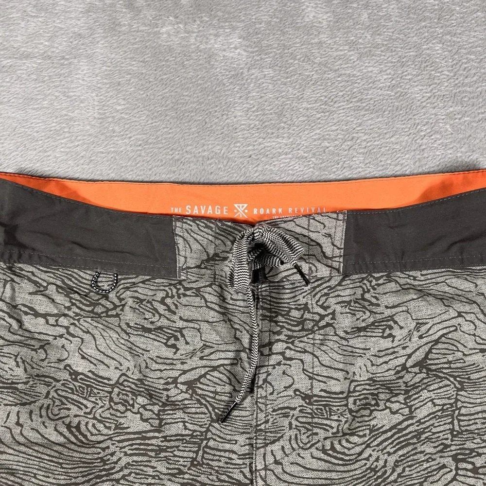 Roark Revival Savage Board‎ Shorts Mens Large Gray Green Trunks Drawstring Surf